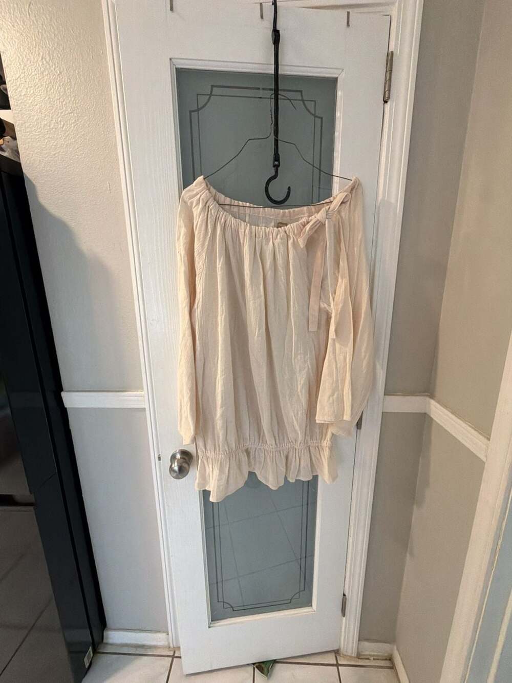 Free-Est Sea Gate Tunic Size XL Cream Off Shoulder Blouse